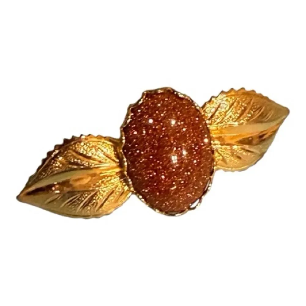Elegant Gold and Brown Leaf Brooch